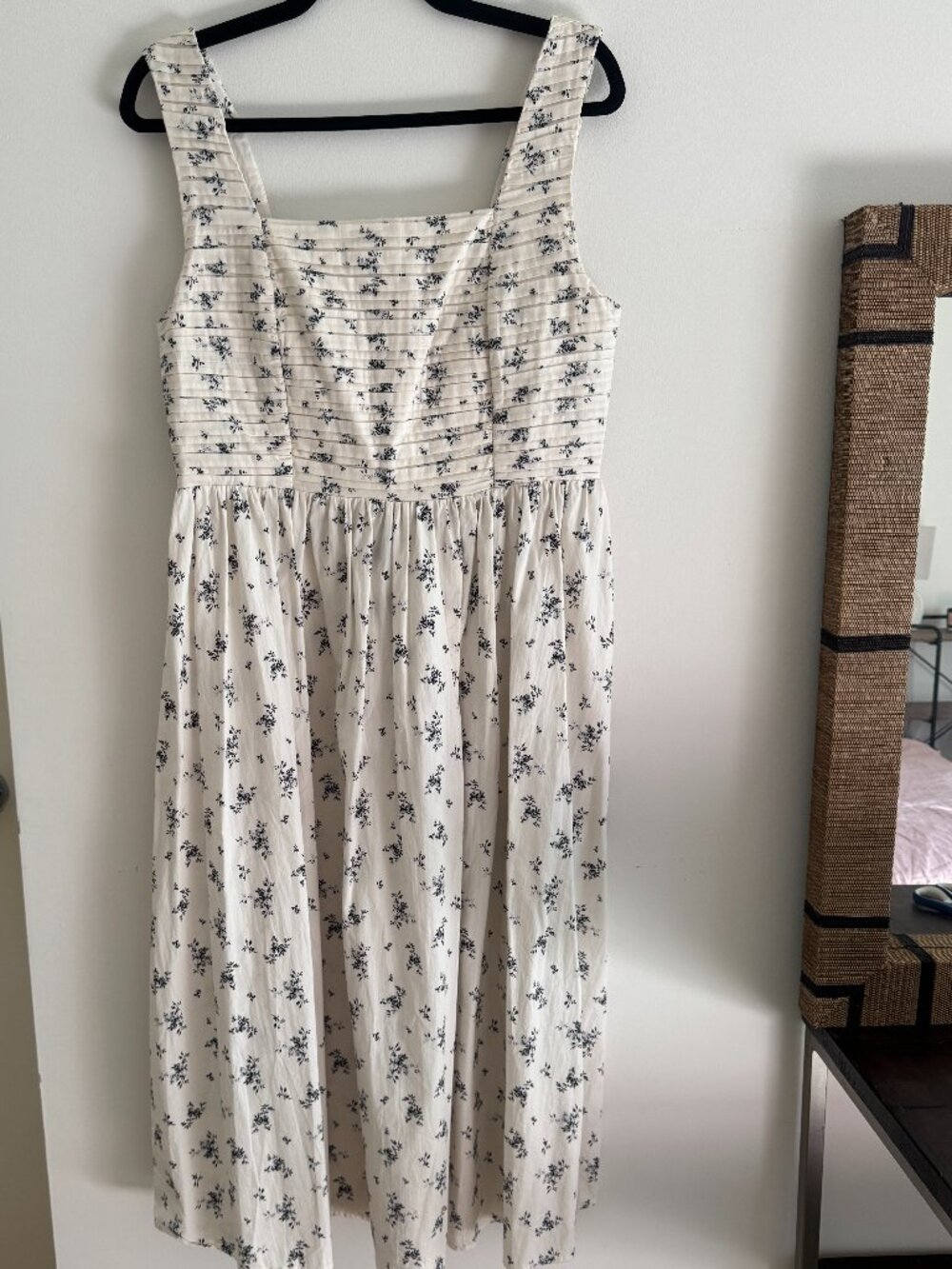 H&M Floral Midi Length Dress - Cream & soft black - Med